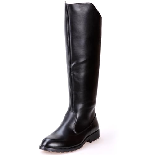 OPPOQ Kniehohe Lederstiefel für Herren, Reitstiefel, Bühnenaufführungsschuhe, weites Bein, mittlere Wade, Kopf, Langer, hoher Stiefel,Schwarz,46 OPPOQ Kniehohe Lederstiefel für Herren, Reitstiefel, Bühnenaufführungsschuhe, weites Bein, mittlere Wade, Kopf, Langer, hoher Stiefel,Schwarz,46 von OPPOQ