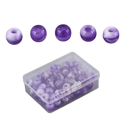 Haarperlen für Mädchen, Haarflechtperlen-Set, 74-teilig, Haarringe mit Haarhakennadel und Aufbewahrungsbox für Selbstgemachtes Haarstyling und Dekoration (PURPLE) von OPPWONG