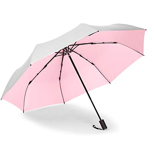 Rosa Regenschirm, Tragbarer Parasol Regenschirm Winddichte Sonne Regenschirm Reise Regenschirm Dame Frau 3 Faltende Sonne Regen Regenschirm Auto Offen für Frauen Männer Parasol von OPPWONG