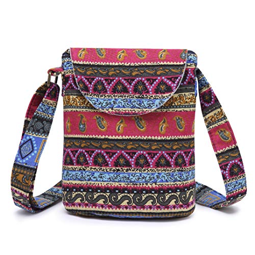 OPQRSTU Damen Retro Kleine Größe Canvas Schultertasche Hippie Crossbody Handtasche Casual Tote von OPQRSTU