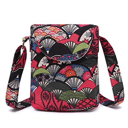 OPQRSTU Damen Retro Kleine Größe Canvas Schultertasche Hippie Crossbody Handtasche Casual Tote von OPQRSTU