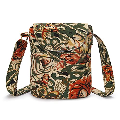 OPQRSTU Damen Retro Kleine Größe Canvas Umhängetasche Hippie Hobo Crossbody Handtasche Casual Tote von OPQRSTU
