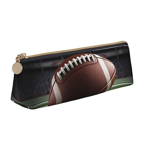 American Football Print Leder Bleistift Fall Stift Tasche Dreieck Wasserdicht Bleistift Tasche mit Reißverschluss für Büro, weiß, Einheitsgröße, Münzbeutel von OPSREY