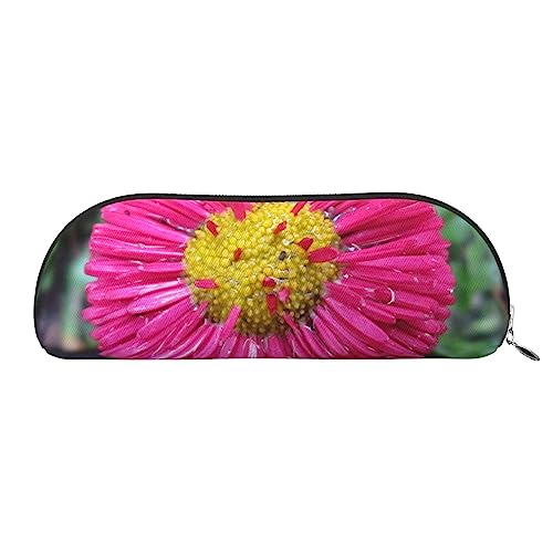 Blume Gerbera Drucken Bleistift Fall Stift Tasche Leder Wasserdicht Reißverschluss Bleistift Tasche Für Büro Reisen, silber, Einheitsgröße, Halbrund von OPSREY