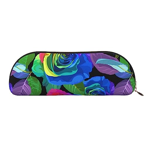 Bunte Rosen Drucken Bleistift Fall Stift Tasche Leder Wasserdicht Reißverschluss Bleistift Tasche Für Büro Reise, gold, Einheitsgröße, Halbrund von OPSREY