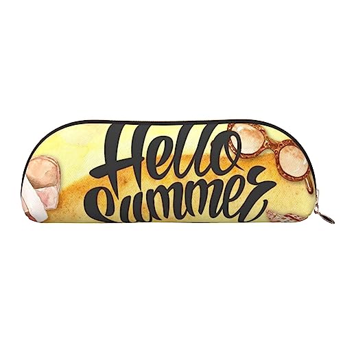 Federmäppchen mit Aufdruck "Hello Summer Beach", Leder, wasserdicht, mit Reißverschluss, für Büro und Reisen, gold, Einheitsgröße, Kulturbeutel von OPSREY