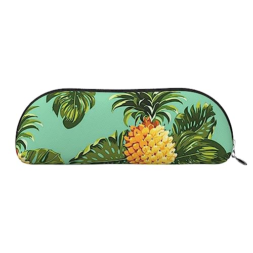 Frische Ananas Drucken Bleistift Fall Stift Tasche Leder Wasserdicht Reißverschluss Bleistift Tasche Für Büro Reise, silber, Einheitsgröße, Halbrund von OPSREY