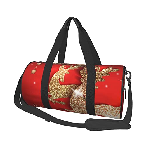 Frohe Weihnachten Print Seesack Übernachtung Tasche Große Kapazität Faltbare Unisex Turnbeutel für Reisen im Freien, Schwarz, Einheitsgröße, Schwarz , Einheitsgröße von OPSREY