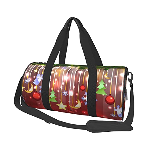 Frohe Weihnachten Print Seesack Übernachtung Tasche Große Kapazität Faltbare Unisex Turnbeutel für Reisen im Freien, Schwarz, Einheitsgröße, Schwarz , Einheitsgröße von OPSREY