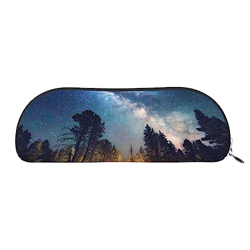 Galaxy Night Sky Print Pencil Case Pen Pouch Leather Waterproof Zipper Pencil Bag for Office Travel, silber, Einheitsgröße, Kulturbeutel von OPSREY