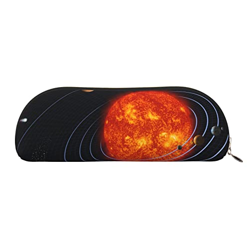 Galaxy Sonnensystem Druck Bleistift Fall Stift Tasche Leder Wasserdicht Reißverschluss Bleistift Tasche Für Büro Reisen, gold, Einheitsgröße, Halbrund von OPSREY