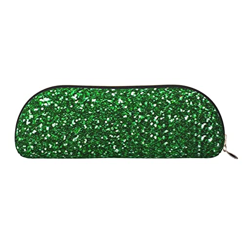 Grüne Pailletten-Glitzer-Druck-Bleistift-Tasche Stifteetui Stifttasche Leder Wasserdicht Reißverschluss Bleistift Tasche für Büro Reisen, gold, Einheitsgröße, Kulturbeutel von OPSREY