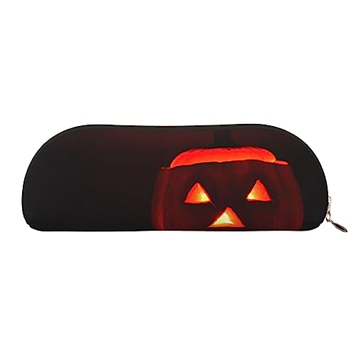 Halloween Kürbis Print Bleistift Fall Stift Tasche Leder Wasserdicht Reißverschluss Bleistift Tasche Für Büro Reisen, gold, Einheitsgröße, Halbrund von OPSREY