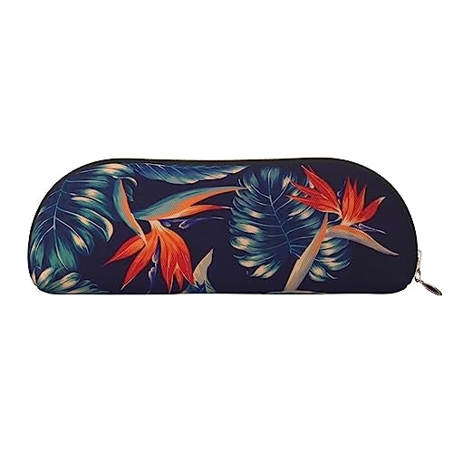 Hawaii Tropische Blume Drucken Bleistift Fall Stift Tasche Leder Wasserdicht Reißverschluss Bleistift Tasche Für Büro Reisen, gold, Einheitsgröße, Halbrund von OPSREY