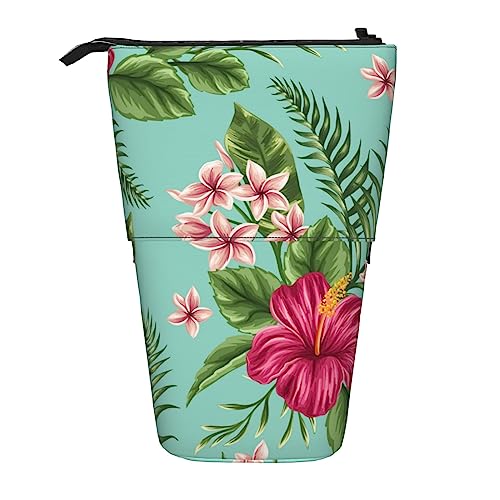 Hawaiian Tropische Blätter Blumen Drucken Teleskop Bleistift Fall Stift Tasche Multifunktions Stehen Bleistift Beutel Für Büro von OPSREY