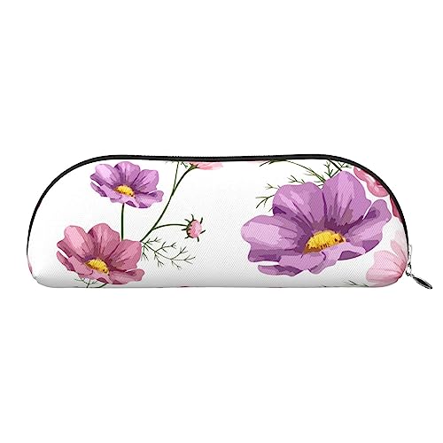 Kleine Blume Druck Bleistift Fall Stift Tasche Leder Wasserdicht Reißverschluss Bleistift Tasche für Büro Reisen, silber, Einheitsgröße, Kulturbeutel von OPSREY