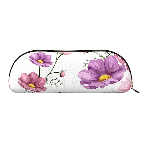 Kleine Blume Drucken Bleistift Fall Stift Tasche Leder Wasserdicht Reißverschluss Bleistift Tasche Für Büro Reisen, gold, Einheitsgröße, Halbrund von OPSREY