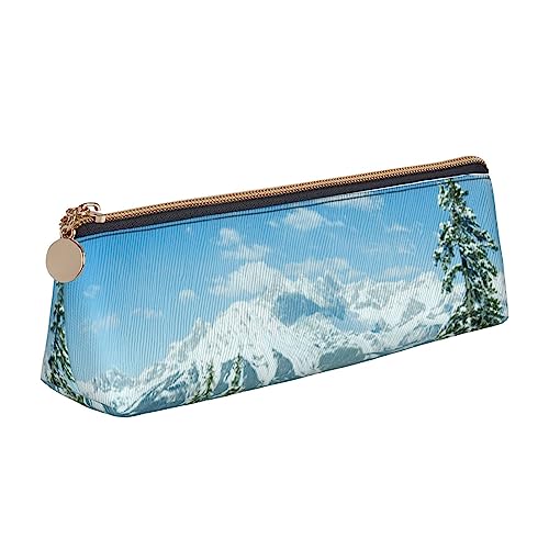 Landschaft Hintergrund Drucken Leder Bleistift Fall Stift Beutel Dreieck Tragbare Bleistift Tasche Mit Reißverschluss Für Büro, weiß, Einheitsgröße von OPSREY