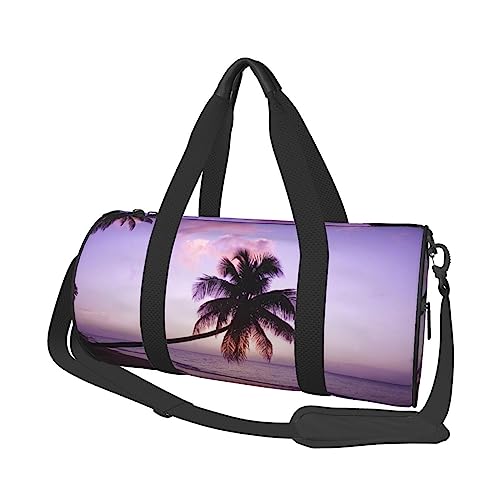 Lila Kokosnussbaum Print Seesack Übernachtung Tasche Große Kapazität Faltbare Unisex Turnbeutel Für Reisen Outdoor, Schwarz, Einheitsgröße, Schwarz , Einheitsgröße von OPSREY