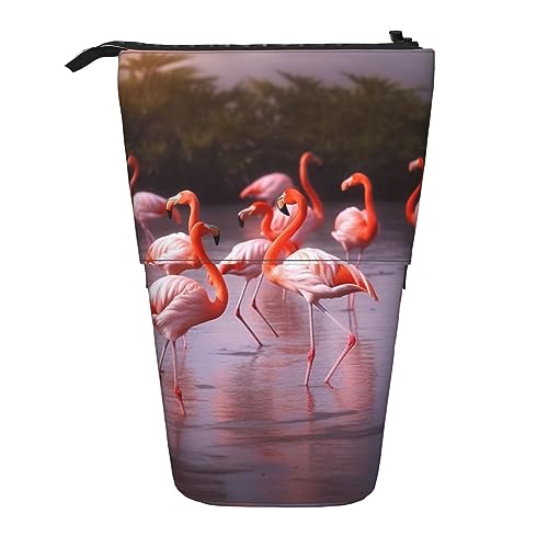 Lila Schmetterling Drucken Teleskop Bleistift Fall Stift Tasche Multifunktions Stehen Bleistift Tasche für Büro, Pink Flamingos, Einheitsgröße von OPSREY