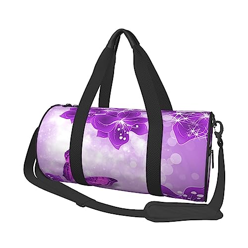 Lila Schmetterling Print Seesack Übernachtung Tasche Große Kapazität Faltbare Unisex Turnbeutel Für Reisen Outdoor, Schwarz, Einheitsgröße, Schwarz , Einheitsgröße von OPSREY