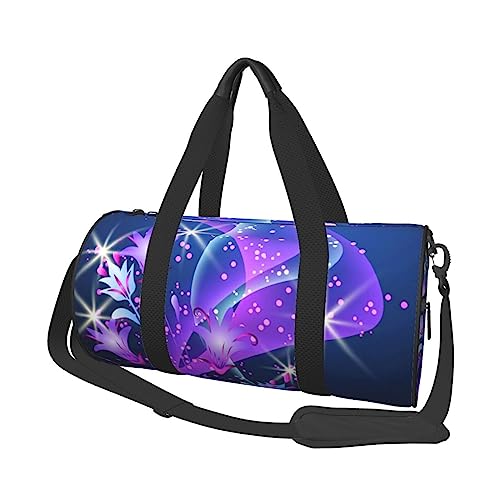 Lila Schmetterling Print Seesack Übernachtung Tasche Große Kapazität Faltbare Unisex Turnbeutel Für Reisen Outdoor, Schwarz, Einheitsgröße, Schwarz , Einheitsgröße von OPSREY