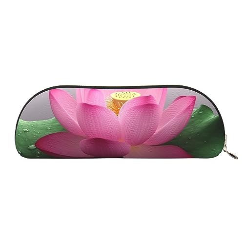 Lotus Blume Drucken Bleistift Fall Stift Tasche Leder Wasserdicht Reißverschluss Bleistift Tasche Für Büro Reisen, gold, Einheitsgröße, Halbrund von OPSREY