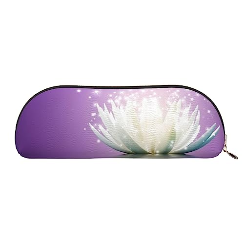 Lotus Blume Lila Print Bleistift Fall Stift Tasche Leder Wasserdicht Reißverschluss Bleistift Tasche Für Büro Reisen, gold, Einheitsgröße, Halbrund von OPSREY