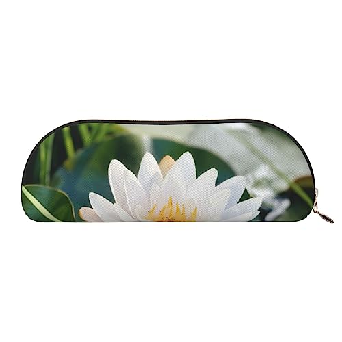 Lotus Pond Print Bleistift Fall Stift Tasche Leder Wasserdicht Reißverschluss Bleistift Tasche Für Büro Reisen, gold, Einheitsgröße, Halbrund von OPSREY