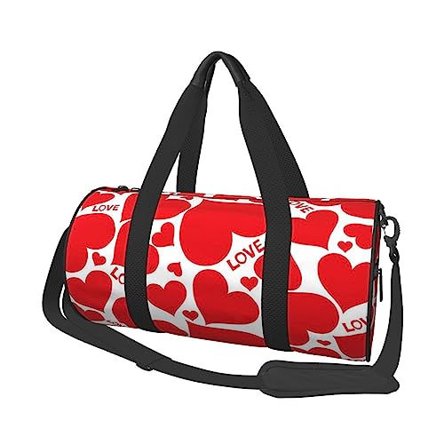 Love Heart Print Duffel Bag Übernachtung Tasche Große Kapazität Faltbare Unisex Turnbeutel Für Reisen Outdoor, Schwarz, Einheitsgröße, Schwarz , Einheitsgröße von OPSREY