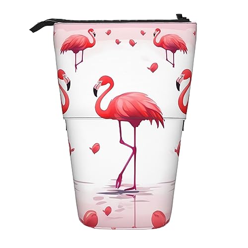 Lovely Pink Flamingos Print Teleskop Bleistift Fall Stift Tasche Multifunktions Stehen Bleistift Tasche für Büro, Schöne rosa Flamingos, Einheitsgröße von OPSREY