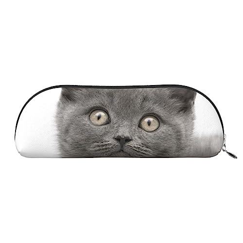 Lustige Katzen Drucken Bleistift Fall Stift Tasche Leder Wasserdicht Reißverschluss Bleistift Tasche Für Büro Reisen, silber, Einheitsgröße, Halbrund von OPSREY