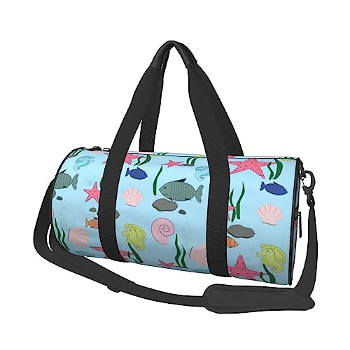 Marine Life Print Seesack Übernachtung Tasche Große Kapazität Faltbare Unisex Turnbeutel für Reisen Outdoor, Schwarz, Einheitsgröße, Schwarz , Einheitsgröße von OPSREY