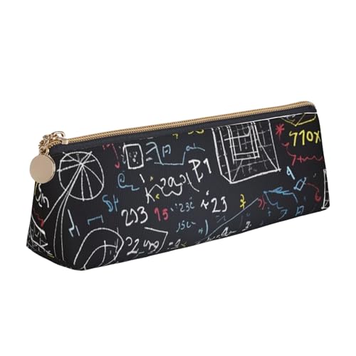 Mathematik Und Physik Drucken Leder Bleistift Fall Stift Tasche Dreieck Tragbare Bleistift Tasche Mit Reißverschluss Für Büro, weiß, Einheitsgröße von OPSREY