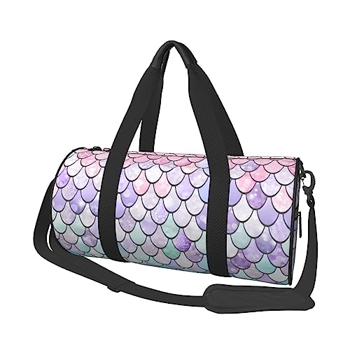 Meerjungfrau Pink Lila Aqua Teal Print Seesack Übernachtung Tasche Große Kapazität Faltbare Unisex Turnbeutel für Reisen Outdoor, Schwarz, Einheitsgröße, Schwarz , Einheitsgröße von OPSREY