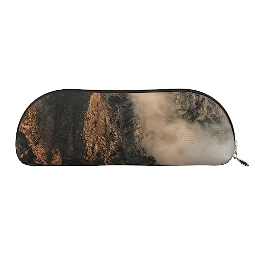 Misty Mountains Federmäppchen aus Leder, wasserdicht, mit Reißverschluss, für Büro und Reisen, gold, Einheitsgröße, Halbrund von OPSREY