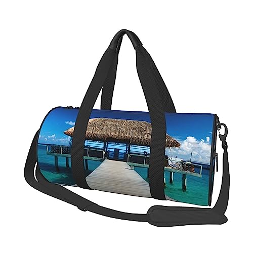 Moderne Seelandschaft Bild Druck Seesack Übernachtung Tasche Große Kapazität Faltbare Unisex Turnbeutel Für Reisen Outdoor, Schwarz, Einheitsgröße, Schwarz , Einheitsgröße von OPSREY