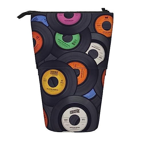 Multicolor Music Print Teleskop Bleistift Fall Stift Tasche Stehender Stifthalter Organizer Taschen Mit Reißverschluss Für Büro, Schwarz , Einheitsgröße von OPSREY