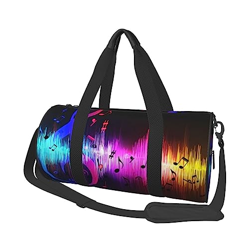 Music Spectrum Print Duffel Bag Übernachtung Tasche Große Kapazität Faltbare Unisex Turnbeutel Für Reisen Outdoor, Schwarz, Einheitsgröße, Schwarz , Einheitsgröße von OPSREY