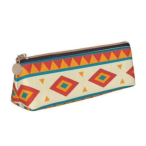 Native American Print Leder Bleistift Fall Stift Beutel Dreieck Tragbare Bleistift Tasche Mit Reißverschluss Für Büro, weiß, Einheitsgröße von OPSREY