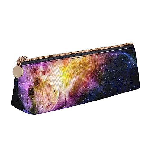 Nebula in The Universe Print Leder Bleistift Fall Stift Tasche Dreieck Wasserdicht Bleistift Tasche mit Reißverschluss für Büro, weiß, Einheitsgröße, Münzbeutel von OPSREY