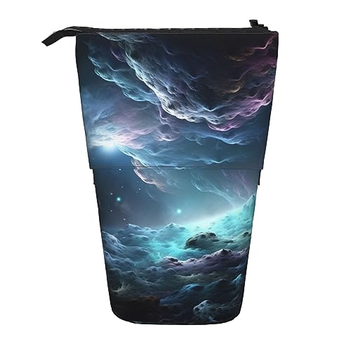 OPSREY 3D Graphics Universe Space Print Teleskop Bleistift Fall Stifthalter Multifunktions Stehen Bleistift Tasche Für Frauen Männer, Schwarz , Einheitsgröße von OPSREY