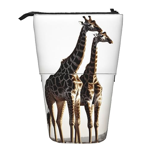 OPSREY Afrikanische Giraffe Druck Teleskop Bleistift Fall Stifthalter Multifunktions Stehen Bleistift Tasche Für Frauen Männer, Schwarz , Einheitsgröße von OPSREY