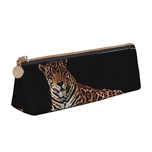 OPSREY American Football Feld und Ball gedruckt Dreieck Bleistift Beutel Reißverschluss Bleistift Tasche Schreibwaren Fall Portable Organizer, Afrikanische Tierwelt Leopard auf Felsen, Einheitsgröße, von OPSREY