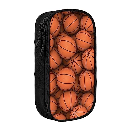 OPSREY Basketball Orange gedruckt Große Kapazität Federmappe, Bleistifttasche, tragbare Schreibwarentasche, multifunktionaler Organizer von OPSREY