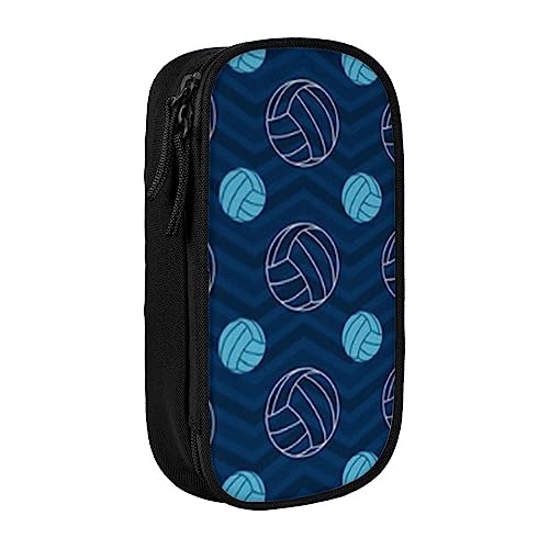 OPSREY Blaues Volleyball-bedrucktes Federmäppchen mit großer Kapazität, Federmäppchen, tragbare Schreibwarentasche, multifunktionaler Organizer von OPSREY