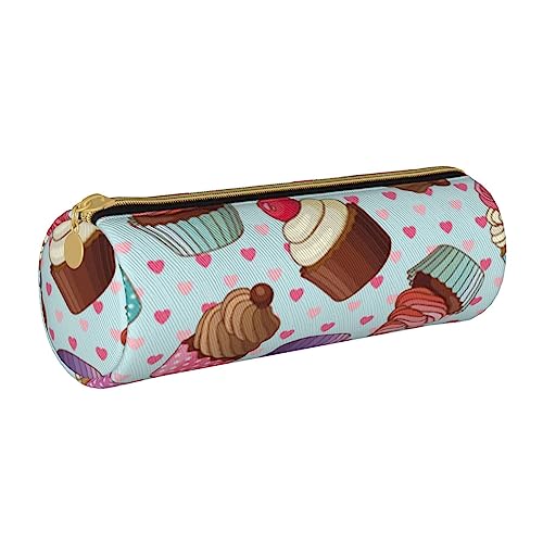 OPSREY Blue Ridge Parkway Mountains Bedrucktes rundes Federmäppchen Tragbare Schreibwarentasche Reißverschluss Federmäppchen, Cupcake-Muster, Einheitsgröße, Münzbeutel von OPSREY