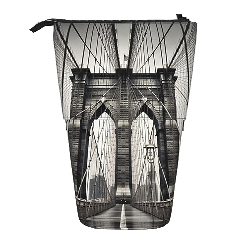 OPSREY Brooklyn Bridge Print Teleskop Federmäppchen Stifthalter Multifunktions Stehen Bleistift Tasche Für Damen Herren, Schwarz , Einheitsgröße von OPSREY