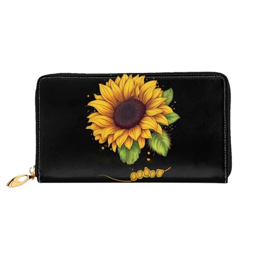 OPSREY Chicago City Bedrucktes Leder Lange Clutch Geldbörse Damen Reisebrieftasche Kreditkartenbörse, Blessed To Be Called Sonnenblume, Einheitsgröße von OPSREY