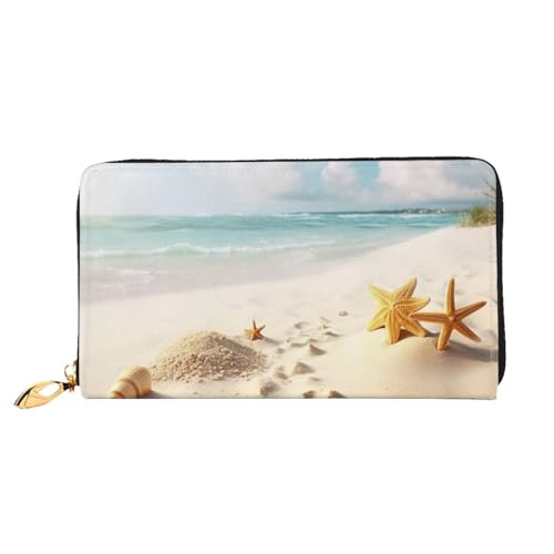 OPSREY Chicago City Bedrucktes Leder Lange Clutch Geldbörse Damen Reisebrieftasche Kreditkartenbörse, Strandmotiv, Einheitsgröße von OPSREY